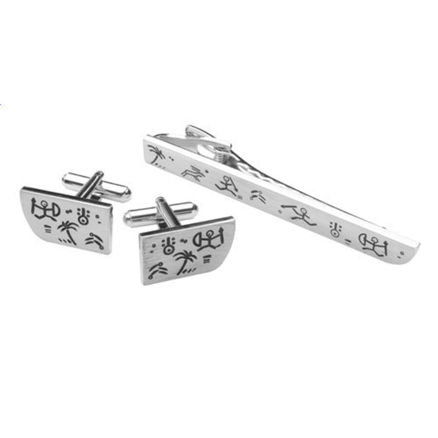 Cufflink and tie clips set Tahiti