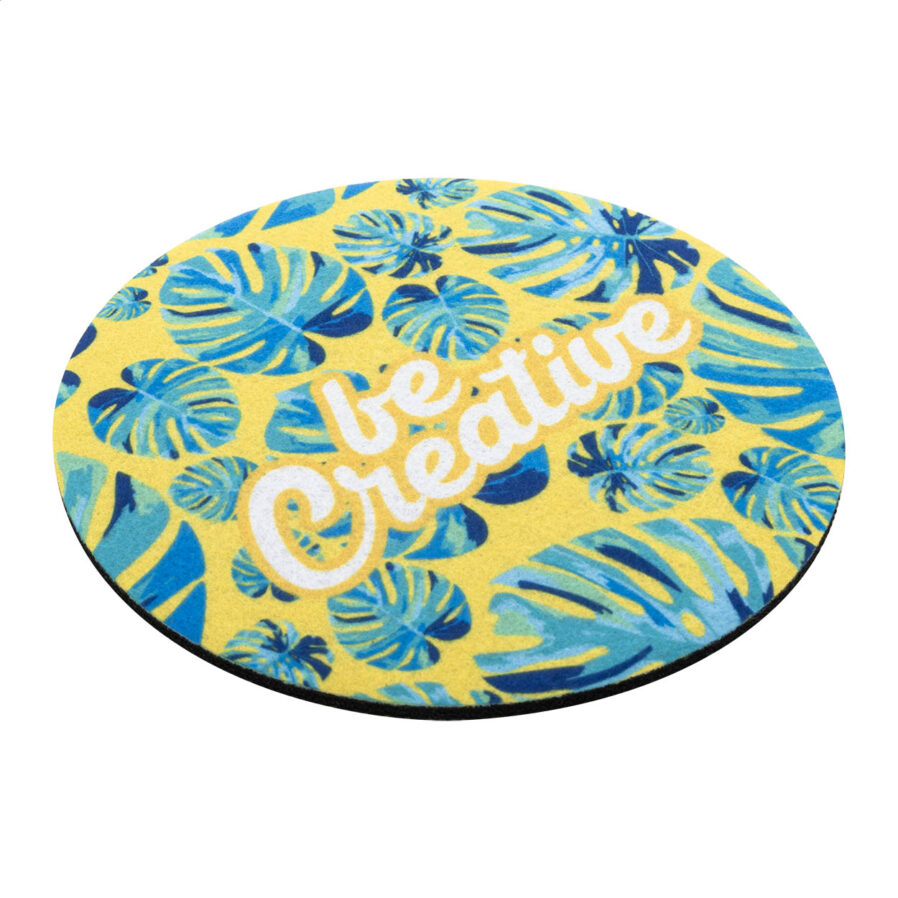 RPET felt coaster, circle CreaFelt Drink Plus