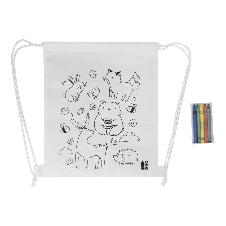 RPET colouring drawstring bag, animals Zocolo